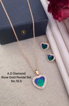 AD Diamond Designer Rose Gold Pendant Set 9 Wholesale Price In Surat

